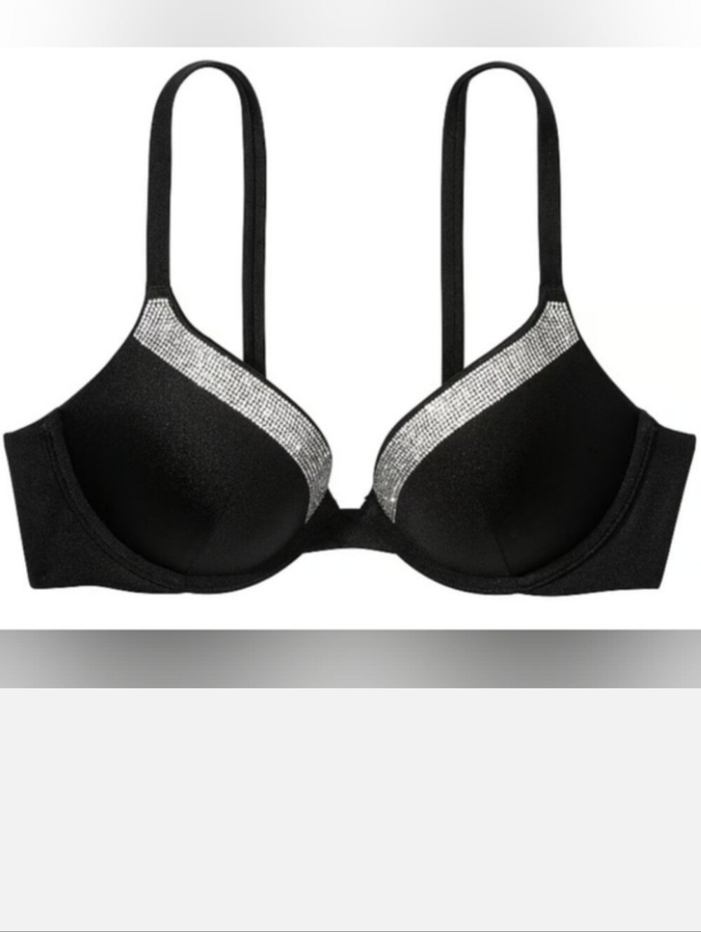 36D VS Shine Trim Push Up Bikini Top Shine Strap Bikini  BLACK